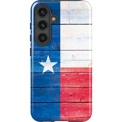Texas Flag Light Wood Galaxy S24 Plus Impact Case